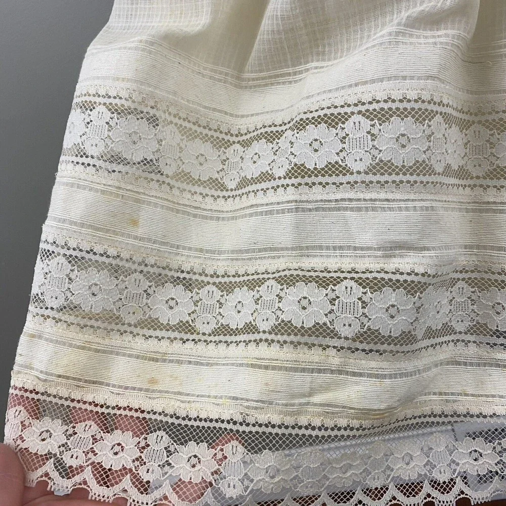 Vtg 70s Albert Capraro Womens Midi Dress XS S Ivory Lace Gunne Style - Picture 6 of 16